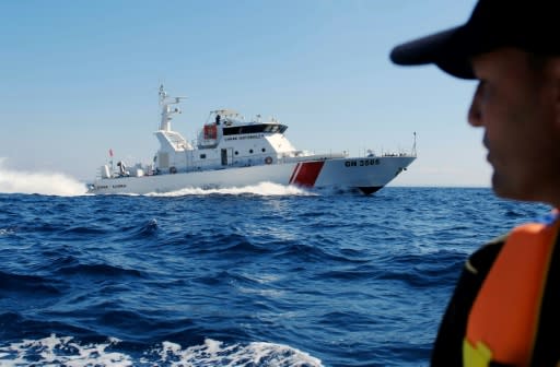 A file picture taken on March 30, 2017 shows the Tunisian coastguard on patrol of the area off the northern town of Bizerte