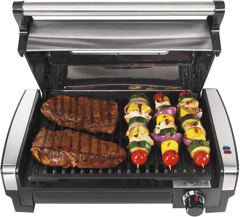 For searing vegetables and meats, you can't go wrong with this Hamilton Beach grill. It can go up to 450 degrees and has a clear window so you can see what's cooking. Oh, and this grill's a serious favorite, with more than 3,600 reviews. <a href="https://amzn.to/3htvDz3" target="_blank" rel="noopener noreferrer">Find it for $70 at Amazon</a>.