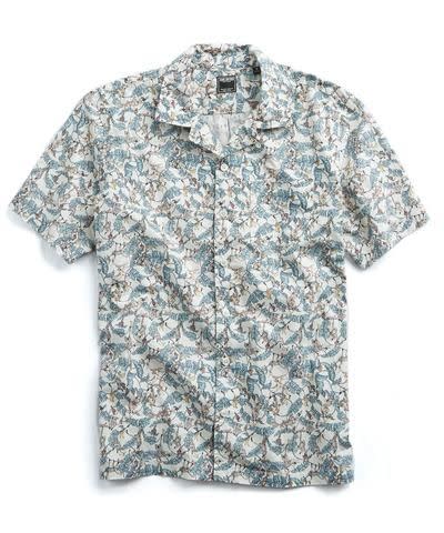Short-Sleeve Liberty-Print Camp-Collar Shirt