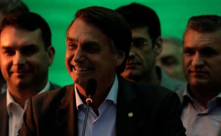 Federal deputy Jair Bolsonaro delivers a speech during the national convention of the Party for Socialism and Liberation (PSL) where he is to be formalised as a candidate for the Presidency of the Republic, in Rio de Janeiro, Brazil July 22, 2018. REUTERS/Ricardo Moraes