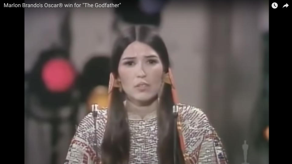 <p> Brando won the Oscar for &quot;Best Actor,&quot; but he wasn&apos;t there to accept&#x2014;rather, he sent Sacheen Littlefeather, a Native American activist, to decline and protest his award. The audience wasn&apos;t thrilled, which made it even harder to watch. </p>
