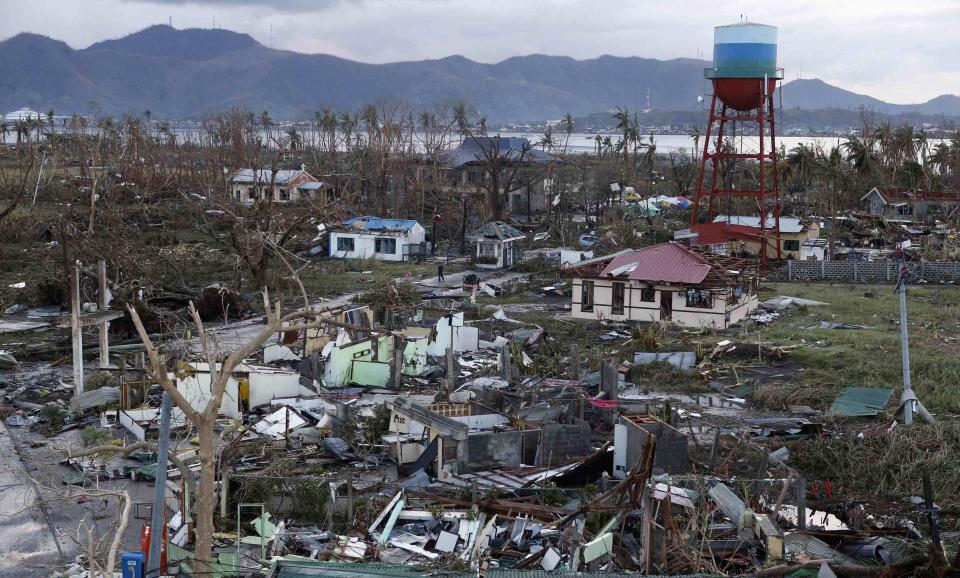 A view of destroyed houses after super Typhoon Haiyan battered Tacloban city in central Philippines