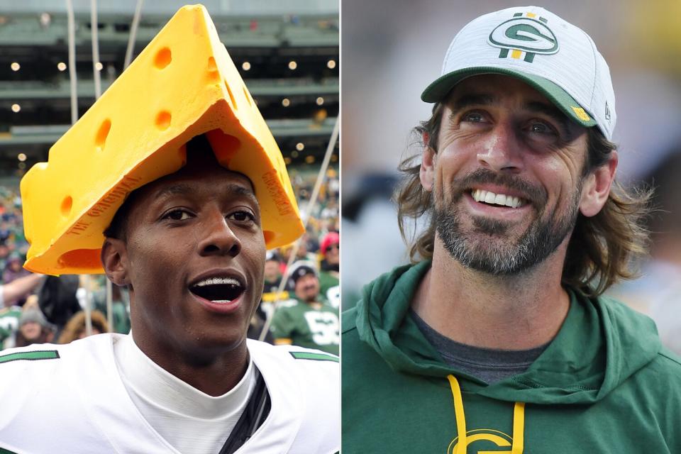 Ahmad ‘Sauce’ Gardner Burns Cheesehead Hat to Recruit Aaron Rodgers to