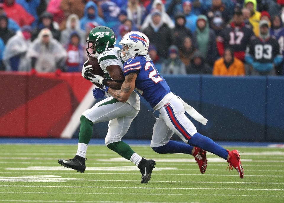 Taron Johnson covering Jamison Crowder back when the receiver played with the Jets. Now Johnson has to cover him in practice.