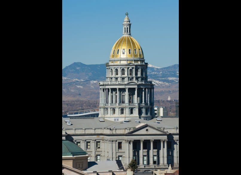 <strong>COLORADO STATE CAPITOL</strong>  Denver, Colorado    <strong>Year completed:</strong> 1893  <strong>Architectural style:</strong>  Neo-Classical  <strong>FYI:</strong> In the capitol’s rotunda, 16 stained glass windows depict the state’s “Hall of Fame,” which includes figures such as frontiersman Kit Carson and Alexander Majors, co-founder of the firm that established the Pony Express.  <strong>Visit:</strong> Historical tours leave hourly Monday through Friday, from 10 a.m. to 3 p.m. The House and Senate chambers open for tours mid-January to mid-May (from 9 a.m. to 3 p.m.) Gallery guides are on hand to answer any questions.