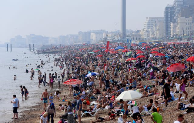 Brighton beach in Sussex proved popular on Monday (Gareth Fuller/PA)