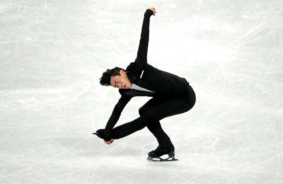 Nathan Chen skated in the men's short program on Friday as the U.S. won the silver medal in the team figure skating competition. Chen won the gold medal in the individual competition.