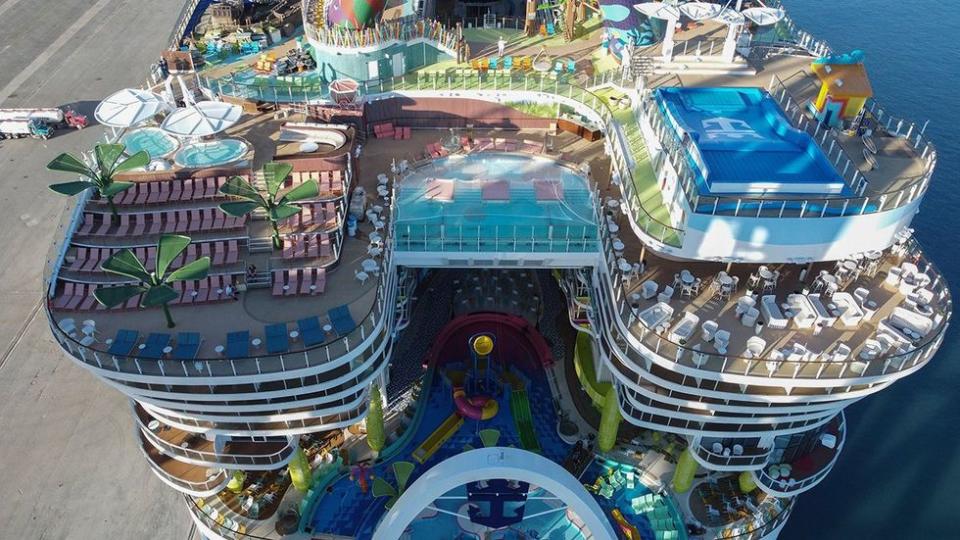 The world's largest cruise ship, Icon of the Seas, prepares to set sail on its maiden voyage in January 2024