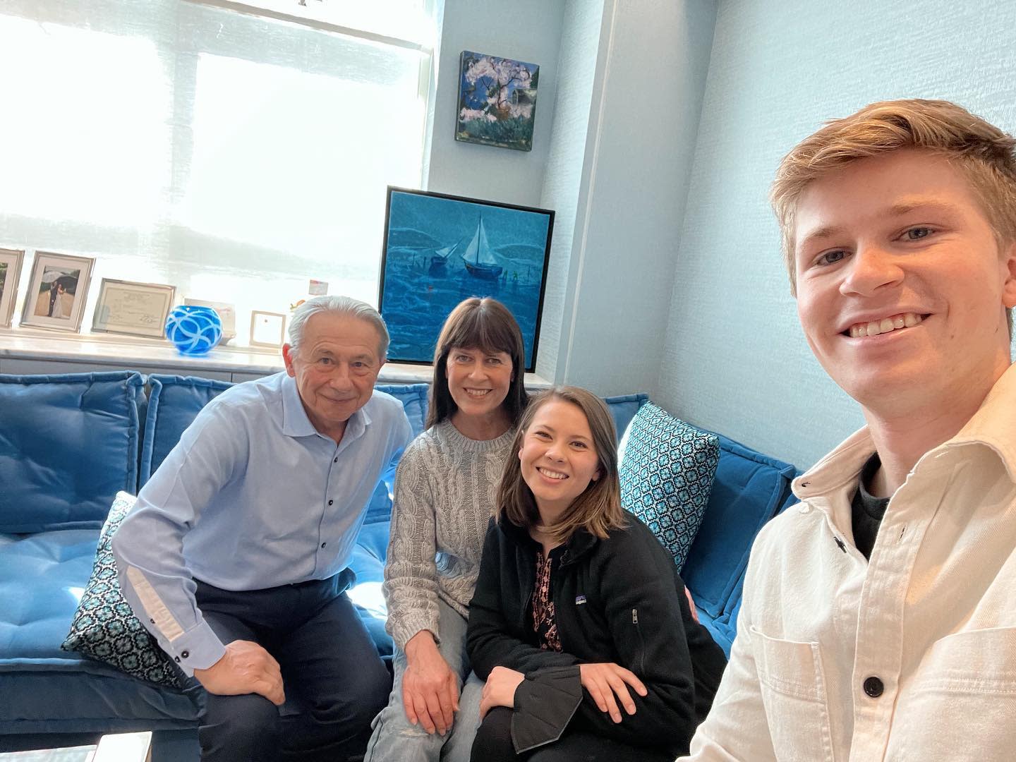 Bindi with her mum Terri and brother Robert and her surgeon Dr Seckin