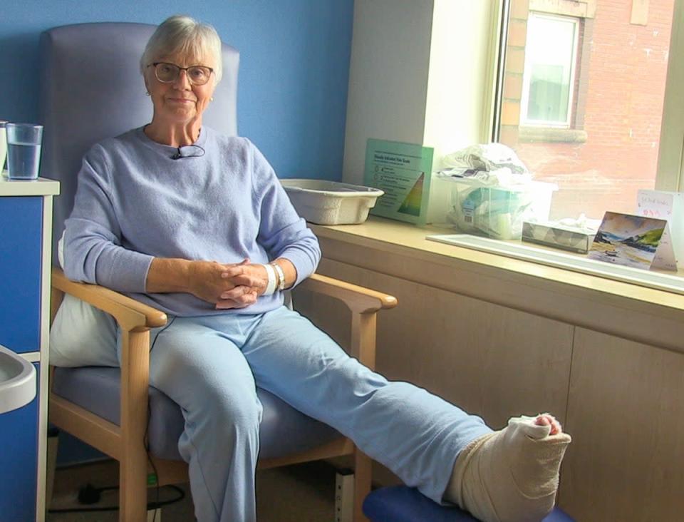 Jan Ritson, pictured in 2020, after part of her leg was removed and re-inserted (NHS Golden Jubilee)