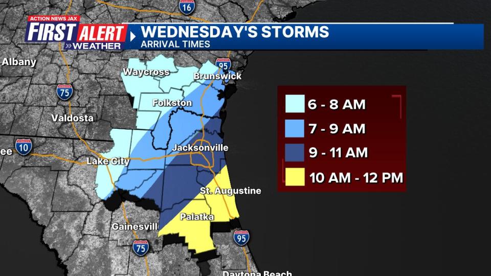 A strong cold front will arrive Wednesday morning near or after the morning commute.