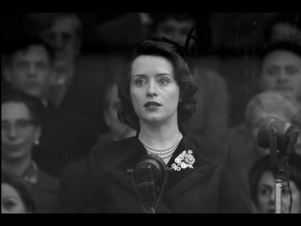 Claire Foy reprises her role as Queen Elizabeth II for "The Crown" season five, episode one.