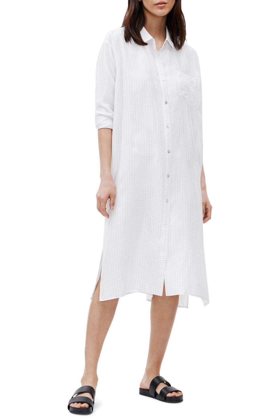 Eileen Fisher Classic Collar Long Sleeve Silk Shirtdress. Image via Nordstrom.