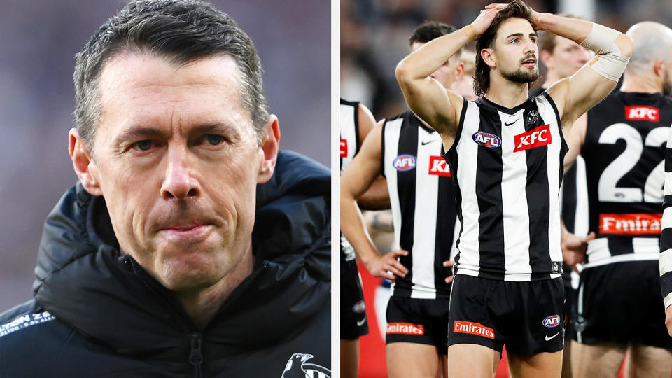 Collingwood Magpies coach Craig McRae is pictured left, with Josh Daicos pictured on the right.