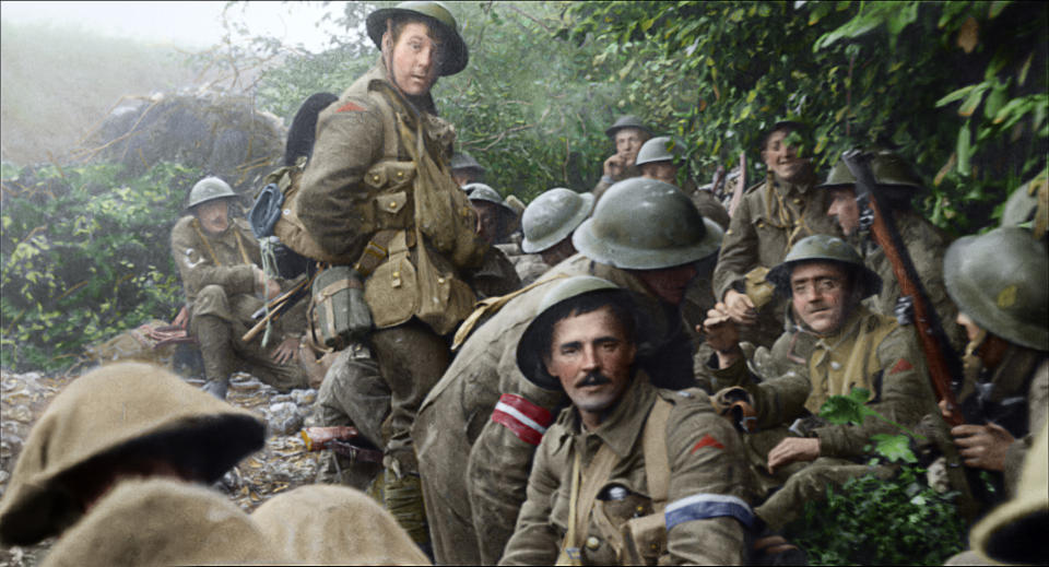 This image released by Warner Bros. Entertainment shows a scene from the WWI documentary "They Shall Not Grow Old," directed by Peter Jackson. (Warner Bros. Entertainment via AP)