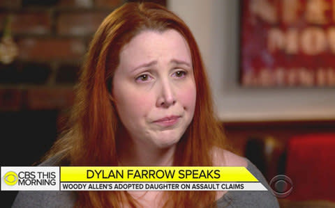 In her first television interview, Dylan Farrow opens up to "CBS This Morning" co-host Gayle King about her allegations that she was sexually abused by her father, Woody Allen - Credit: CBS This Morning