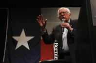 Democratic presidential candidate Sen. Bernie Sanders I-Vt. speaks at a campaign event in El Paso, Texas, Saturday, Feb. 22, 2020. Sanders urged his supporters to vote in the primary, which is already underway. Democratic primary voting in Texas ends March 3, along with other states who, all together, will decide one third of the delegates in the contest. (AP Photo/Cedar Attanasio)