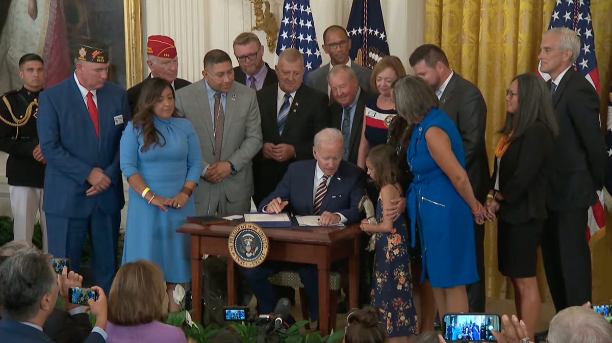 President Joe Biden signs the PACT Act to support veterans exposed to burn pits during their service (The White House)