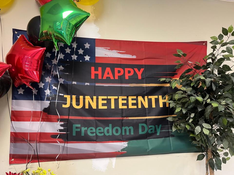 The Juneteenth celebration at Summit Towers featured festive decorations and lots of “swag.”