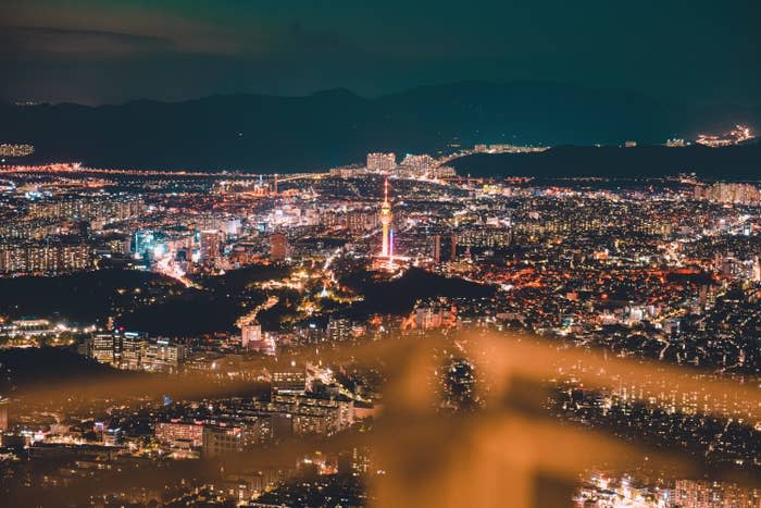 aerial view of Daegu at night