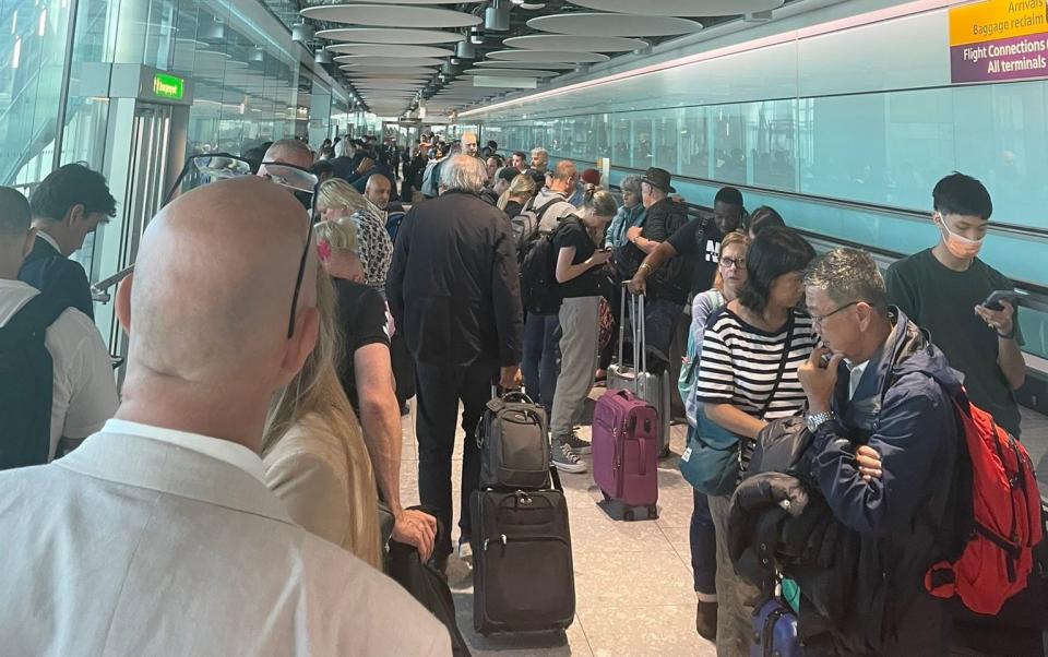 Chaos at Heathrow airport as passengers face lengthy delays after e-passport gates failed - Samantha Patrick