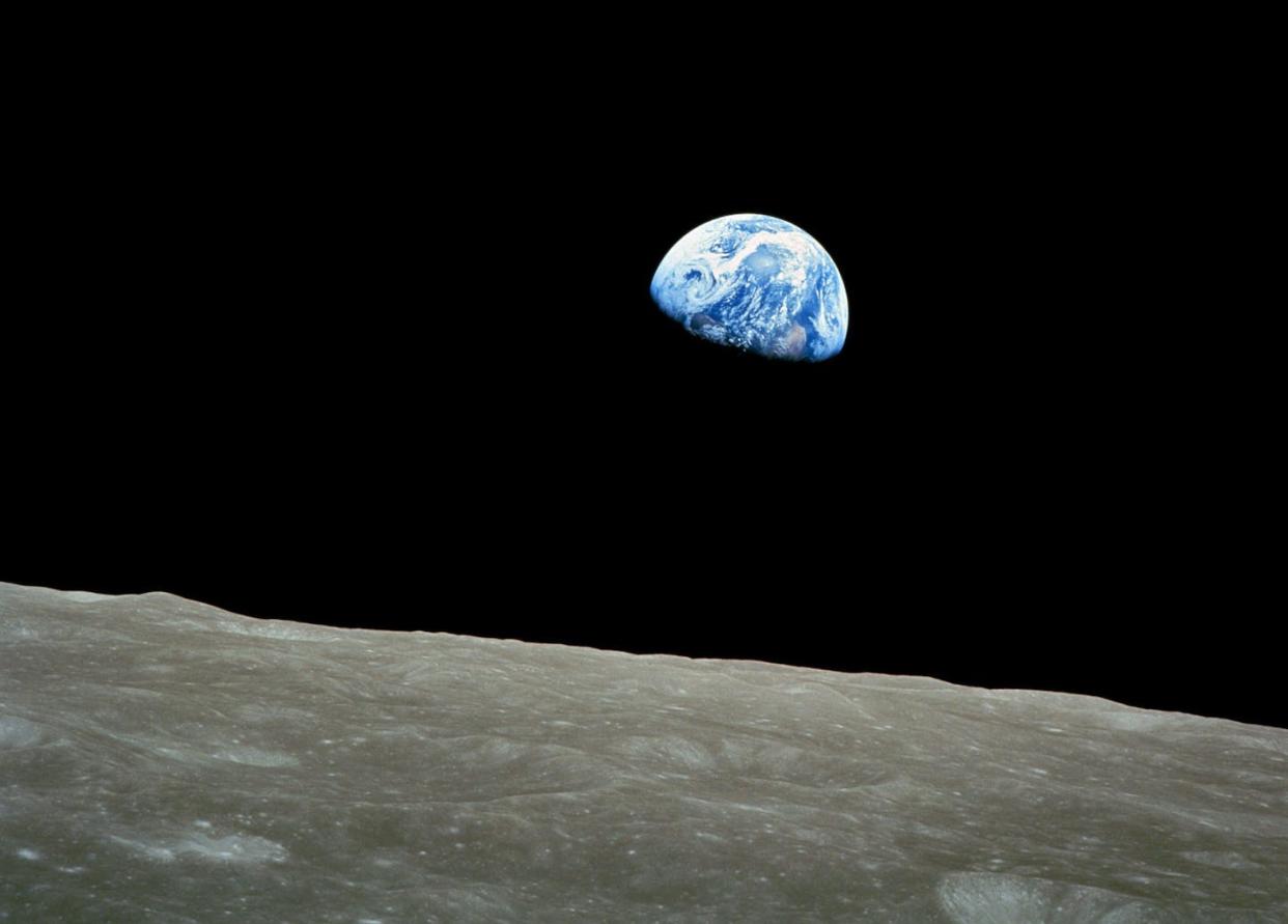 'Earthrise,' a photo of the Earth taken by Apollo 8 astronaut Bill Anders, Dec. 4, 1968. <a href="https://en.wikipedia.org/wiki/Overview_effect#/media/File:NASA-Apollo8-Dec24-Earthrise-b.jpg" rel="nofollow noopener" target="_blank" data-ylk="slk:NASA/Bill Anders via Wikipedia;elm:context_link;itc:0;sec:content-canvas" class="link ">NASA/Bill Anders via Wikipedia</a>