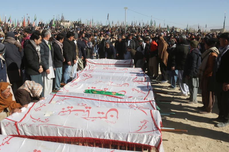 Funeral of the coal miners from Shi'ite Hazara minority, who were killed in an attack in Mach area of Bolan district, in Quetta,