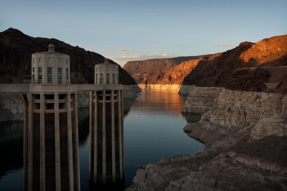 Lake Mead, the reservoir that stores Colorado River water for Arizona, California, Nevada and Mexico, is located near Bolder City, Nev.