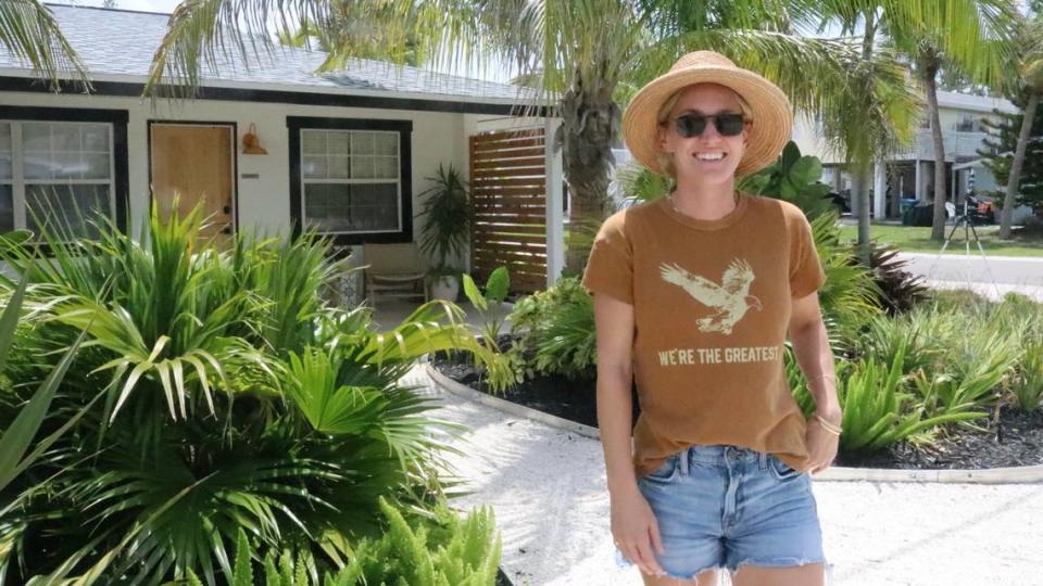 Ashley Petrone (show above Aug. 10, 2022) and her husband, Dino Petrone, renovated the former Pirates Den on Anna Maria Island, a resort they would rename Joie Inn. She shared their progress on Instagram and has been rewarded with 100% occupancy ever since.