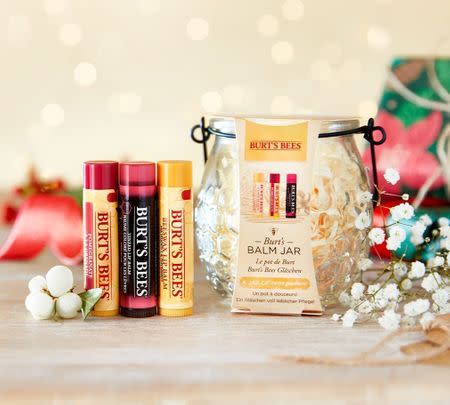 There's 30% off this beeswax lip balm set that comes in a cute glass honey pot