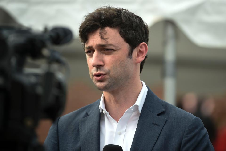 U.S. Sen. Jon Ossoff, D-Ga., speaks to media after an event at Henry H. Brigham Senior Services Center in Augusta on Monday, Aug. 15, 2022.