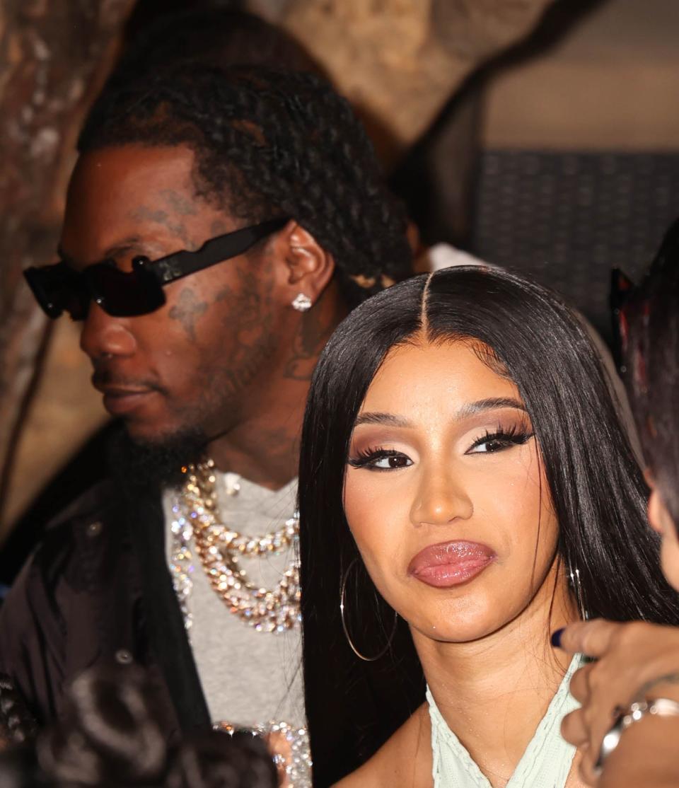 Offset and Cardi B seen attending Maxim Issue Release Party at Hyde Beach at SLS South Beach