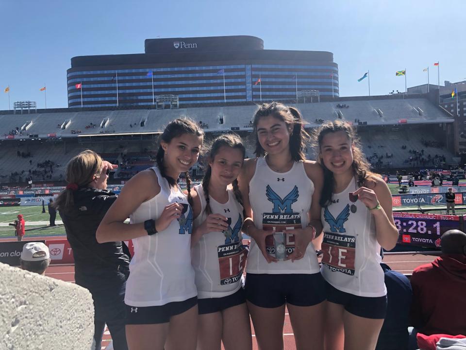 Proud Mahwah quartet shows off its 4-x-400 medals at Penn Relays