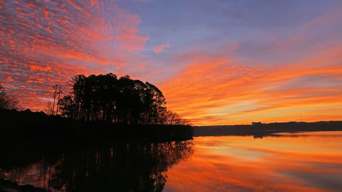 Sunrise at Lake Crabtree County Park, Morrisville, NC.