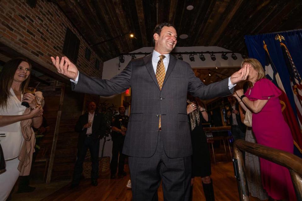 Craig Goldman arrives at his election watch party at Courtside Kitchen on Tuesday, March 5, 2024, in Fort Worth. Goldman is running in the GOP primary to replace U.S. Rep. Kay Granger. Chris Torres/ctorres@star-telegram.com