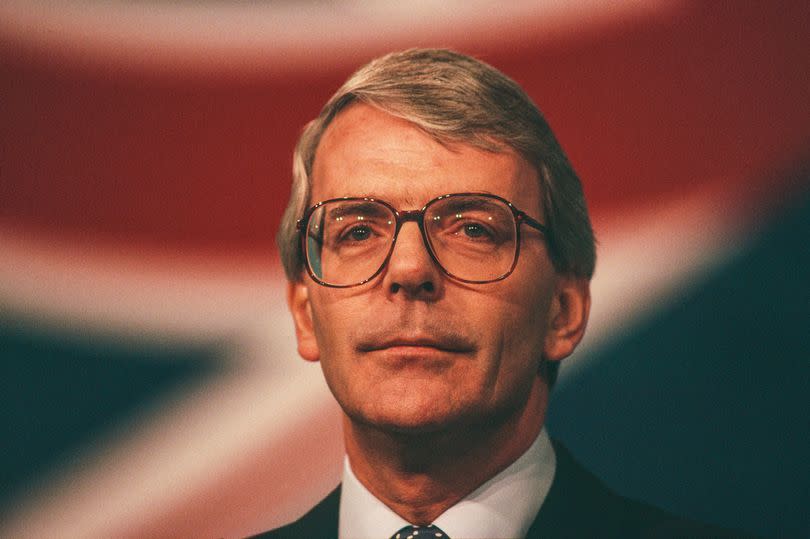 John Major, British Prime Minister, addresses the annual Conservative Party Conference on October 9, 1992 in Brighton