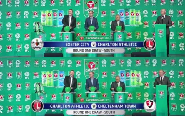 Charlton were given both home and away matches for the Carabao Cup second round