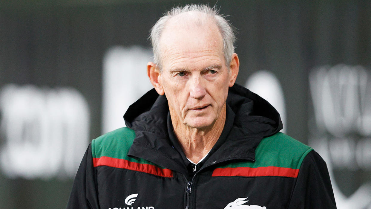 Wayne Bennett (pictured) during Rabbitohs training.