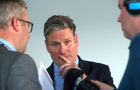 Britain's shadow Secretary of State for Exiting the European Union Keir Starmer talks to the media at the annual Labour Party Conference in Liverpool, Britain, September 24, 2018. REUTERS/Hannah McKay