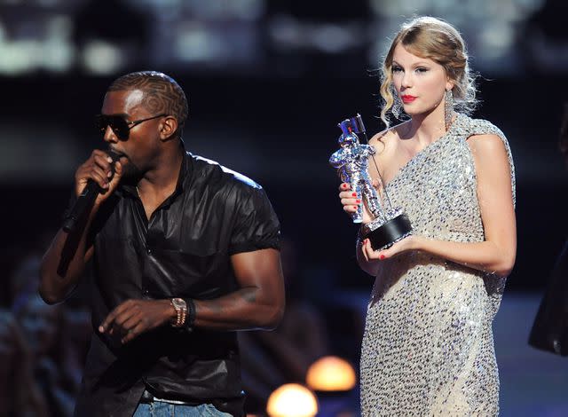 <p>Kevin Mazur/WireImage</p> Kanye West and Taylor Swift in September 2009