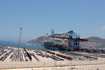 Car industry terminal is pictured at Tanger-Med port in Ksar Sghir near the coastal city of Tangier