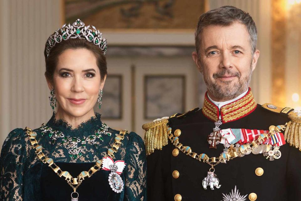 <p>Steen Evald, Kongehuset</p> Queen Mary and King Frederik of Denmark pose for a portrait by Steen Evald at Christiansborg Palace released on April 25, 2024