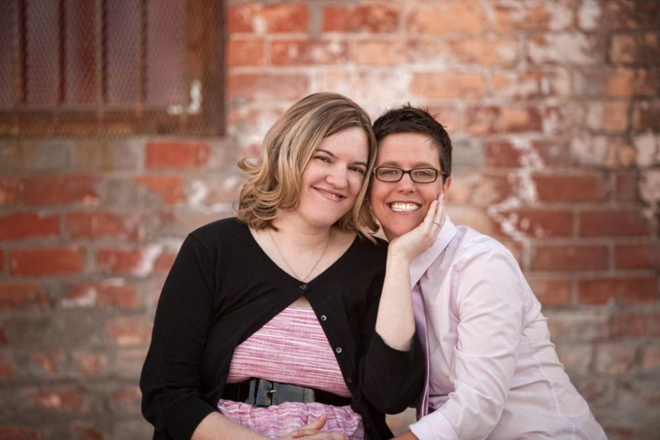 two women posing together