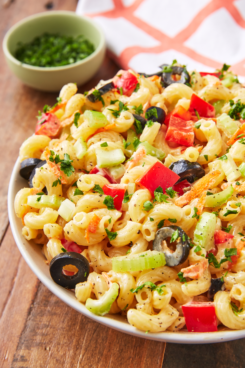 <p>Macaroni salad works well with most anything you want to add in. We love adding broccoli, pimento peppers, tuna, <a href="https://www.delish.com/cooking/recipe-ideas/recipes/a58284/how-to-make-perfect-hard-boiled-eggs/" rel="nofollow noopener" target="_blank" data-ylk="slk:hard boiled eggs;elm:context_link;itc:0;sec:content-canvas" class="link ">hard boiled eggs</a>, and bacon!</p><p>Get the <strong><a href="https://www.delish.com/cooking/recipe-ideas/recipes/a53236/classic-macaroni-salad-recipe/" rel="nofollow noopener" target="_blank" data-ylk="slk:Classic Macaroni Salad recipe;elm:context_link;itc:0;sec:content-canvas" class="link ">Classic Macaroni Salad recipe</a></strong>.</p>