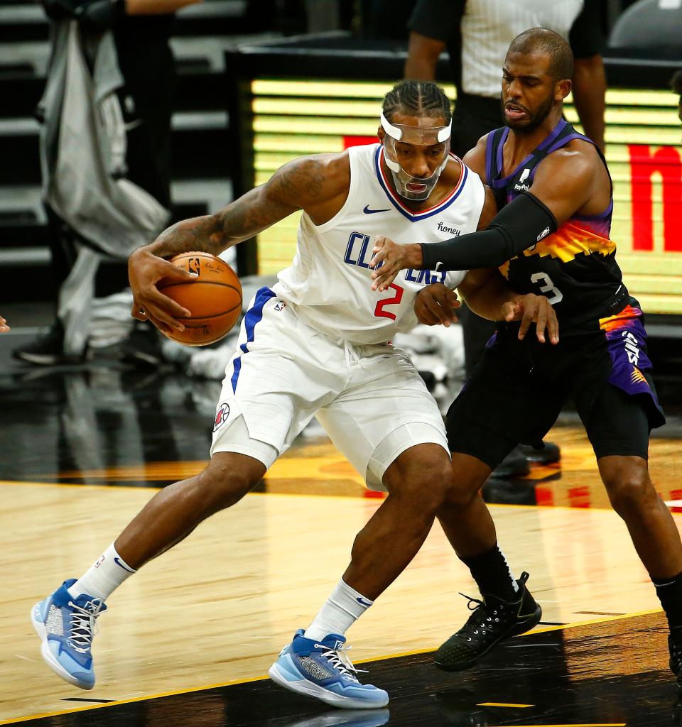 Kawhi Leonard (2) and Chris Paul (3) have both helped their teams, even though they have been sidelined