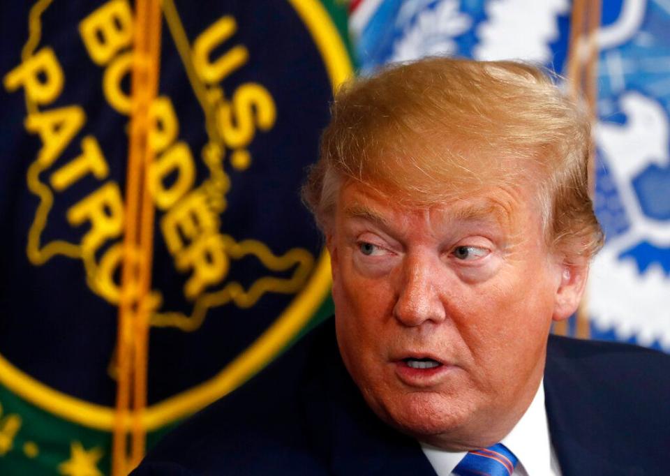 President Donald Trump participates in a roundtable on immigration and border security at the U.S. Border Patrol Calexico Station in Calexico, California, April 5, 2019.