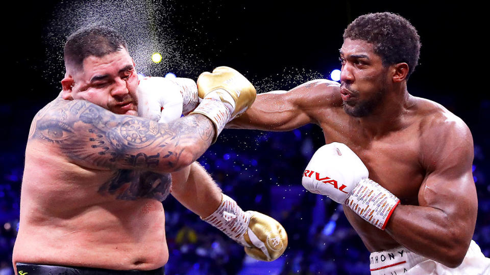 Seen here, Andy Ruiz Jr. cops a massive right from Anthony Joshua. 