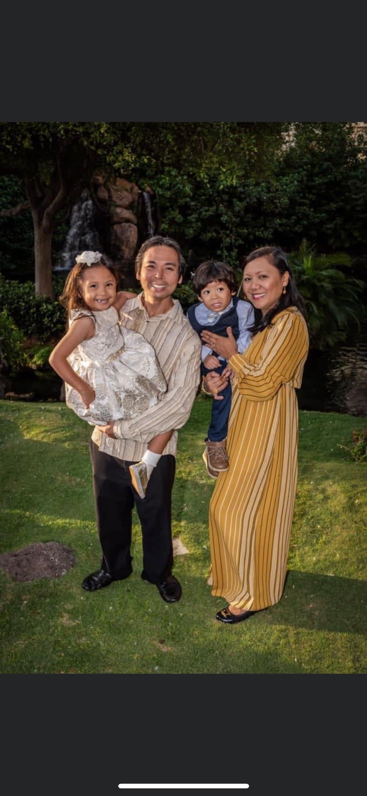 Mr Navarro’s sister, Jeanette, her husband and children (Supplied)