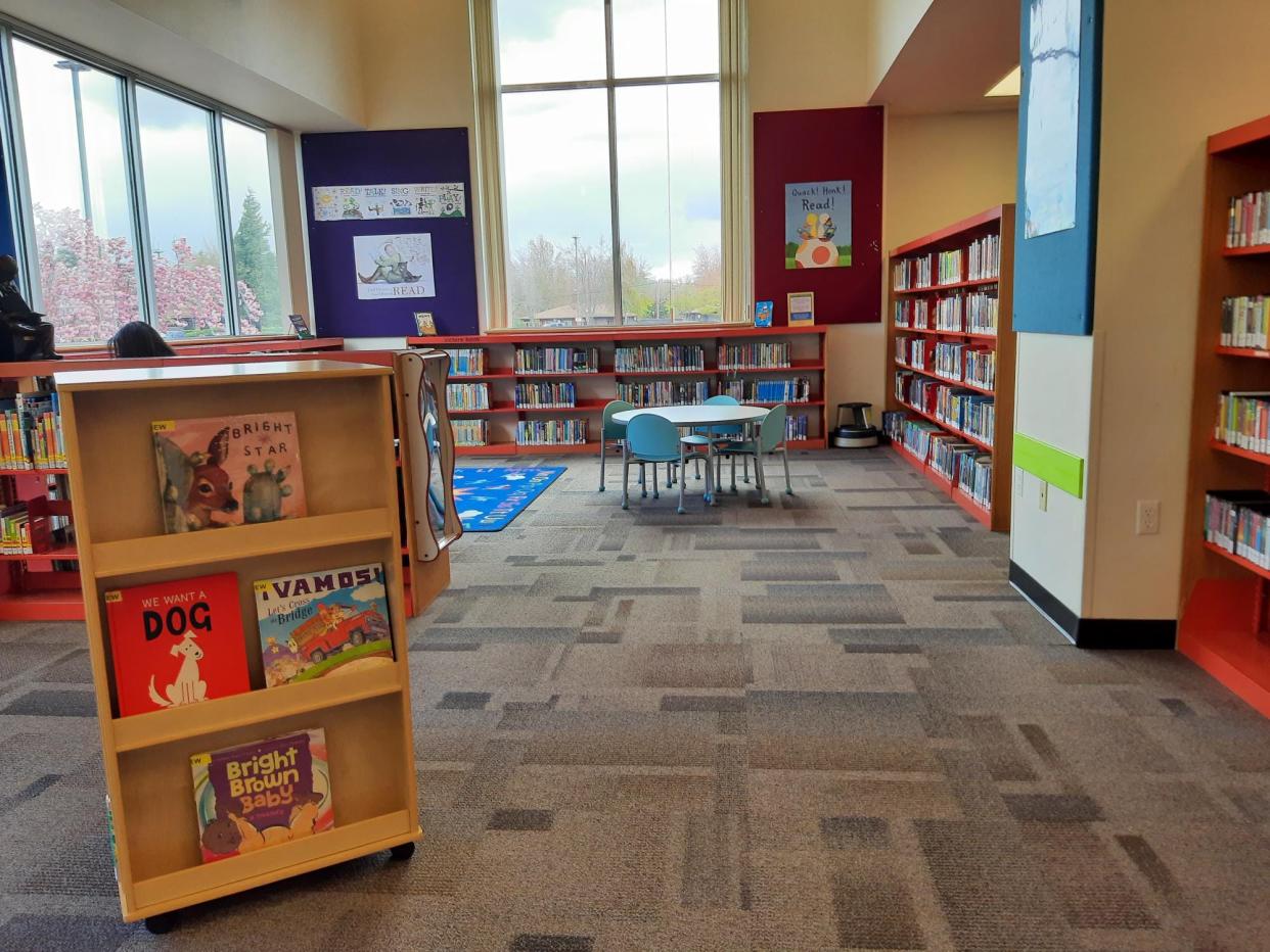 The children's area at the West Salem branch of the Salem Public Library. City staff said the branch could be closed as part of budget cuts if voters don't pass the payroll tax in November.