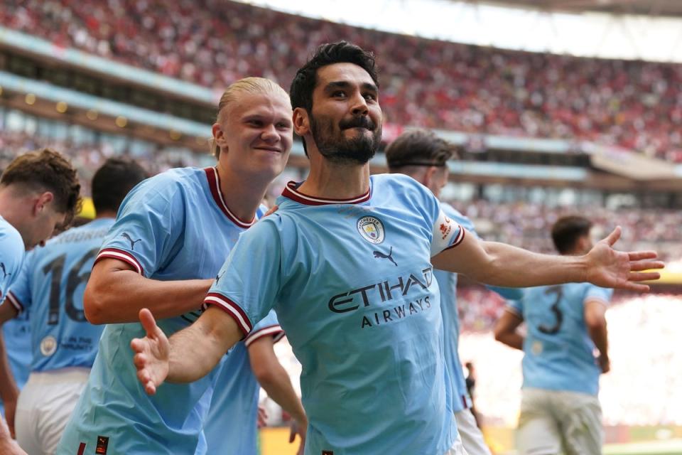 Manchester City’s Ilkay Gundogan scored both his side’s goal in the FA Cup final win over Manchester United (PA Wire)